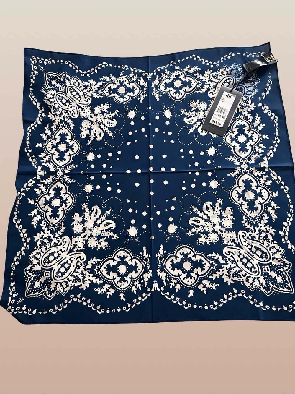 Frye Navy and White Paisley Bandana Scarf